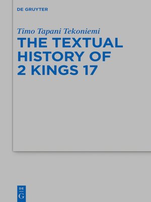 cover image of The Textual History of 2 Kings 17